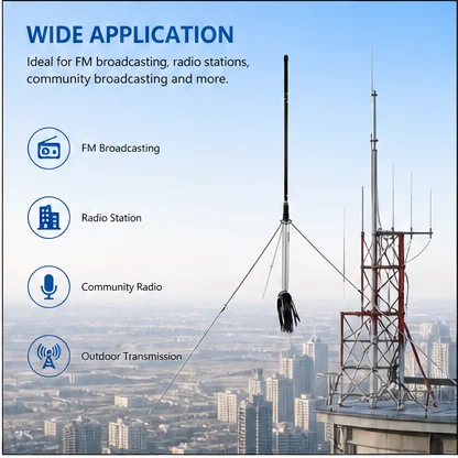 FM Transmitter Antenna 1/4 Wave Ground Plane Antenna 87-108MHz Broadcast,Waterproof Durable Studio Transmitter