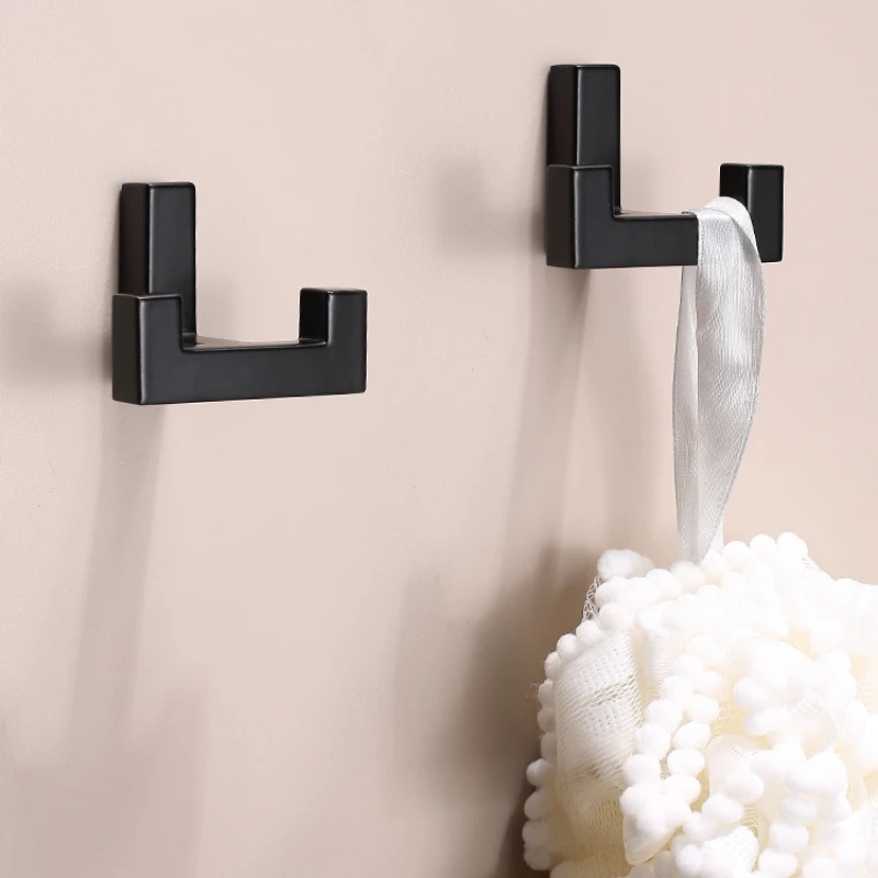 Wall Hook Coat Hooks Black Matte Double Hooks for Entryway Kitchen Bathroom Heavy Duty Hook for Bathroom