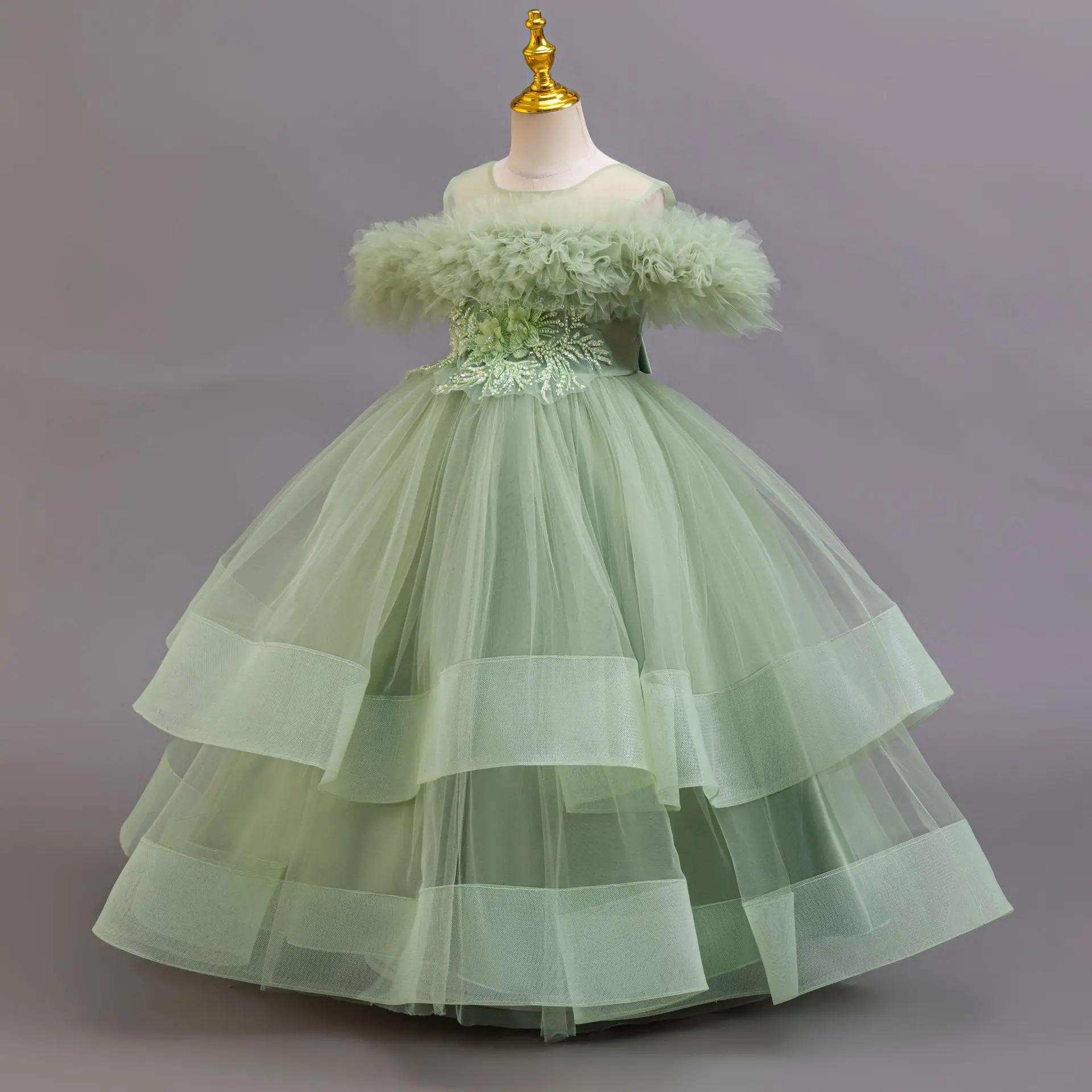 Girls Elegant Long Concert Dress Ball Gown Girl Communion Party Dresses Child Clothes 4 to 12T