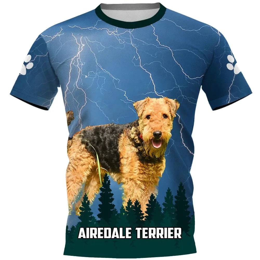 Airedale Terrier Dog Men T-shirts Pet Animal 3D Print Men Clothing Women T Shirts Unisex Casual Streetwear comfortable T-shirt