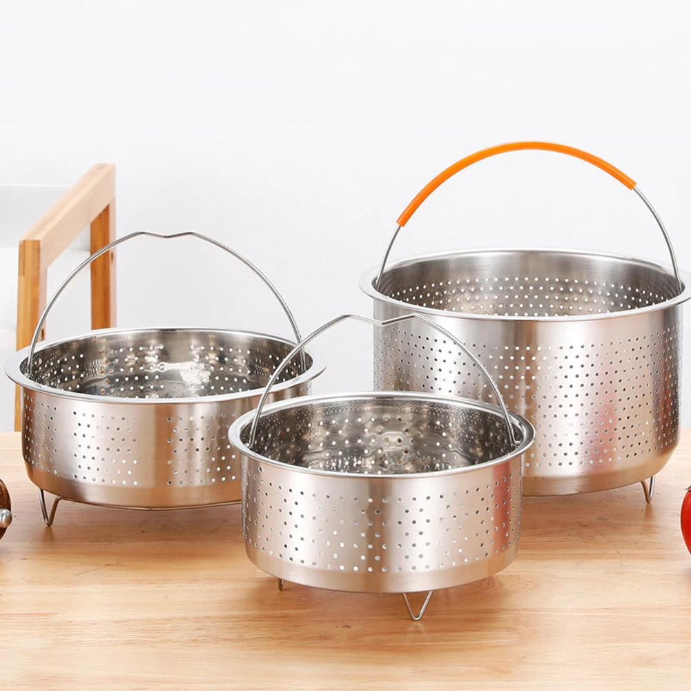 1pc Steamer Insert Steamer Pot Stainless Steel Basket Rice Steamer Pressure Cooker Kitchen Cookware Silver Steamers