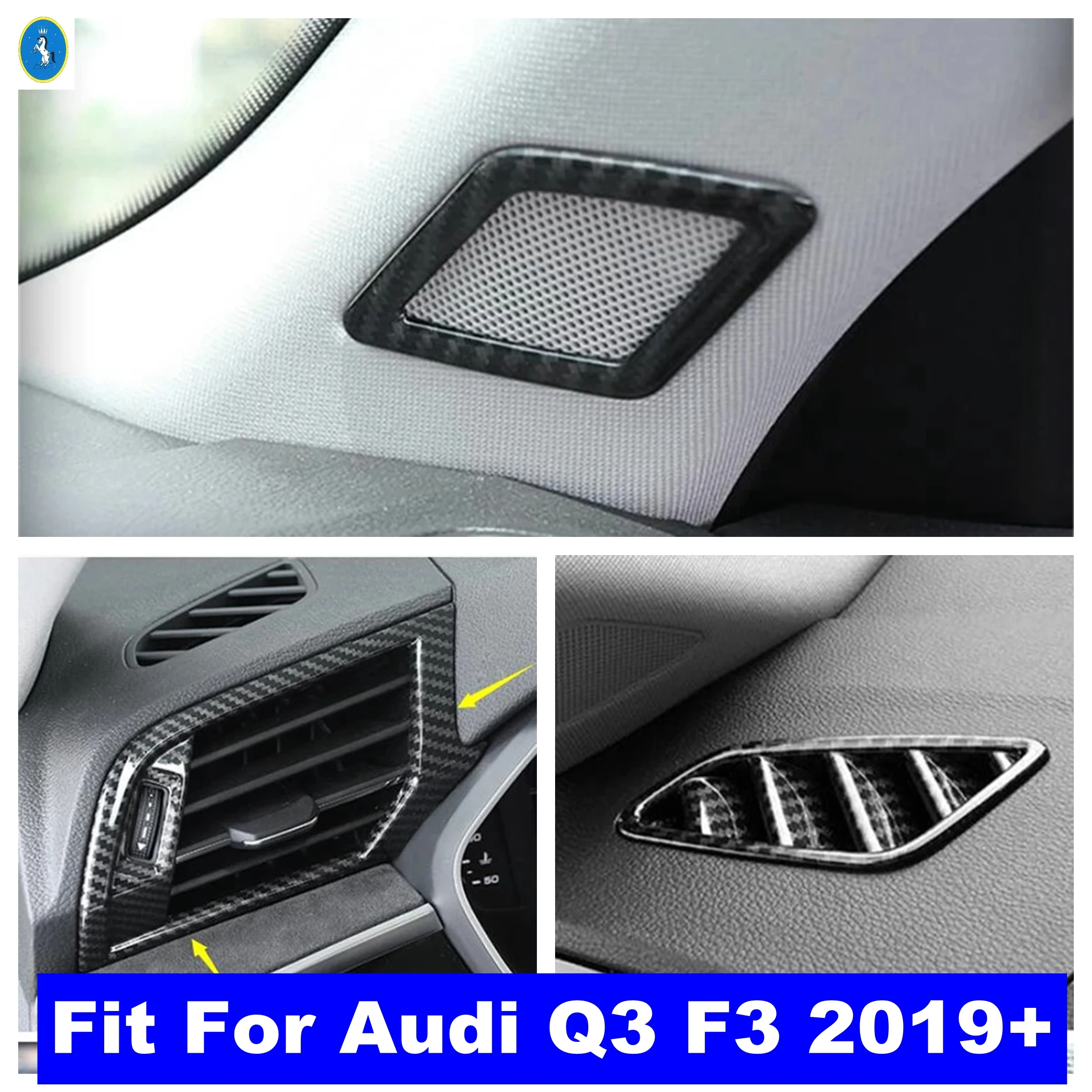 

Carbon Fiber For Audi Q3 (F3) 2019 - 2024 Pillar A Speaker / Dashboard Air AC Outlet Panel Cover Trim Auto Interior Accessories