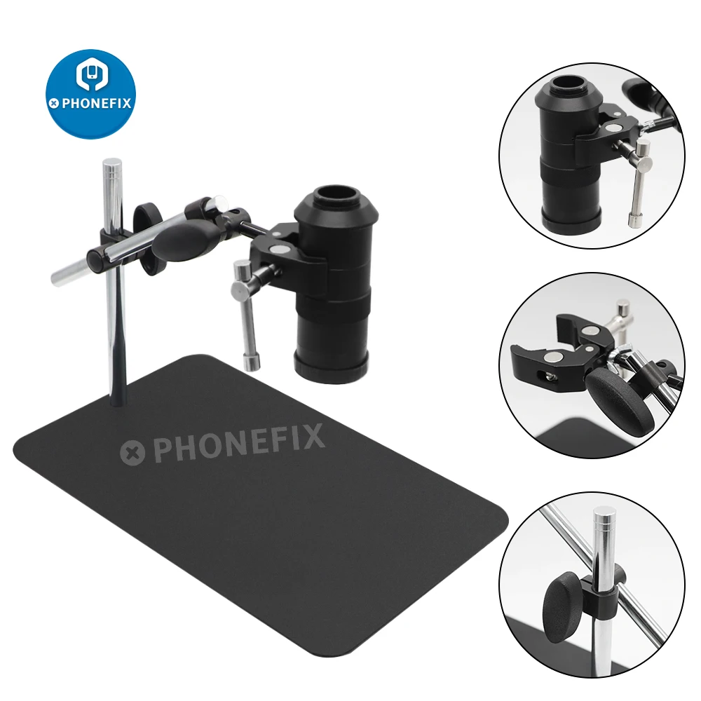 Industrial Electronic Microscope Camera Lens Holder 55mm 360° Rotating Bracket Maintenance Workbench for Video Inspection System