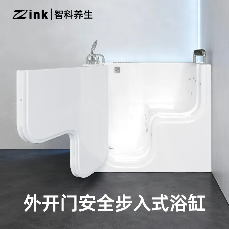 Side-opening bathtub for the elderly, walk-in assisted bathing for disabled persons, seated acrylic surf massage,silent home use