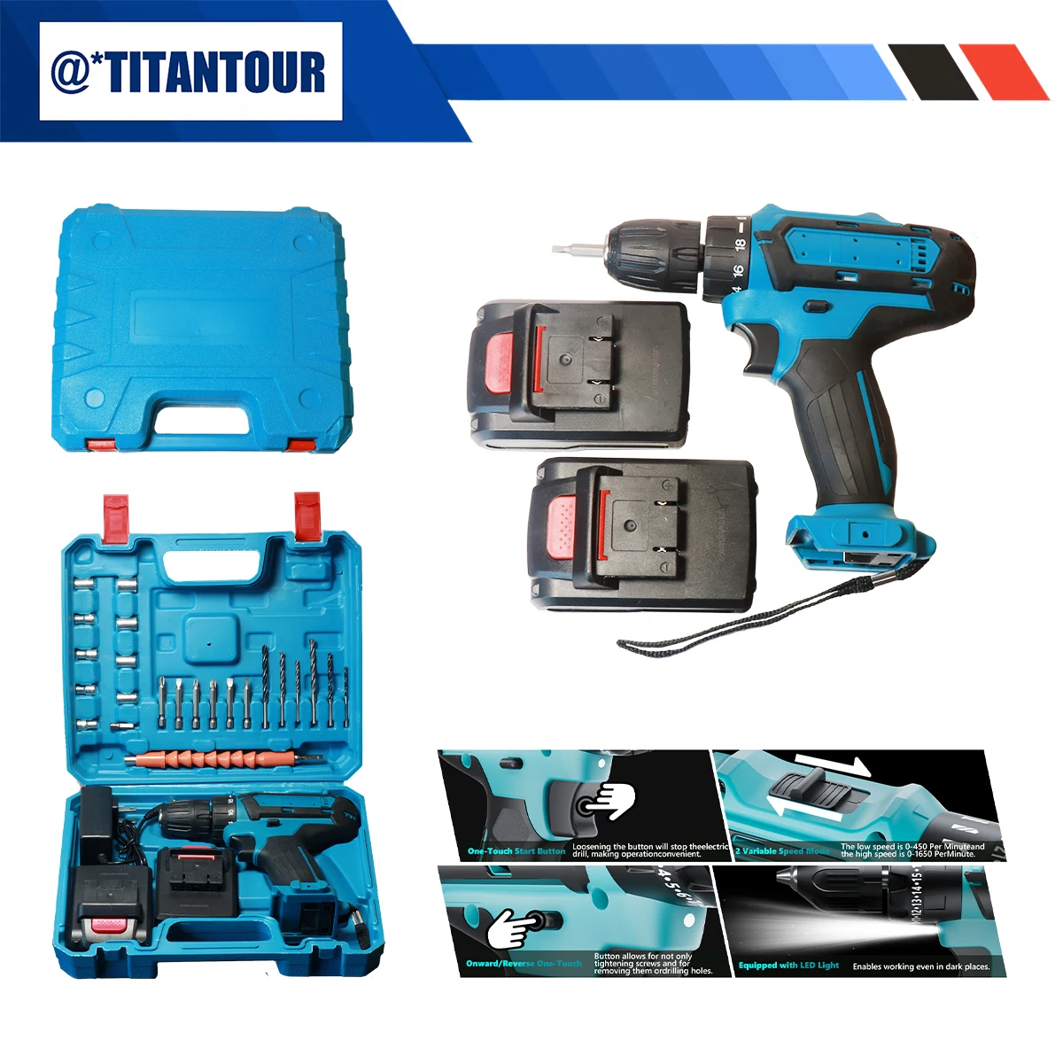 21V Cordless Drill and Electric Screwdriver Set