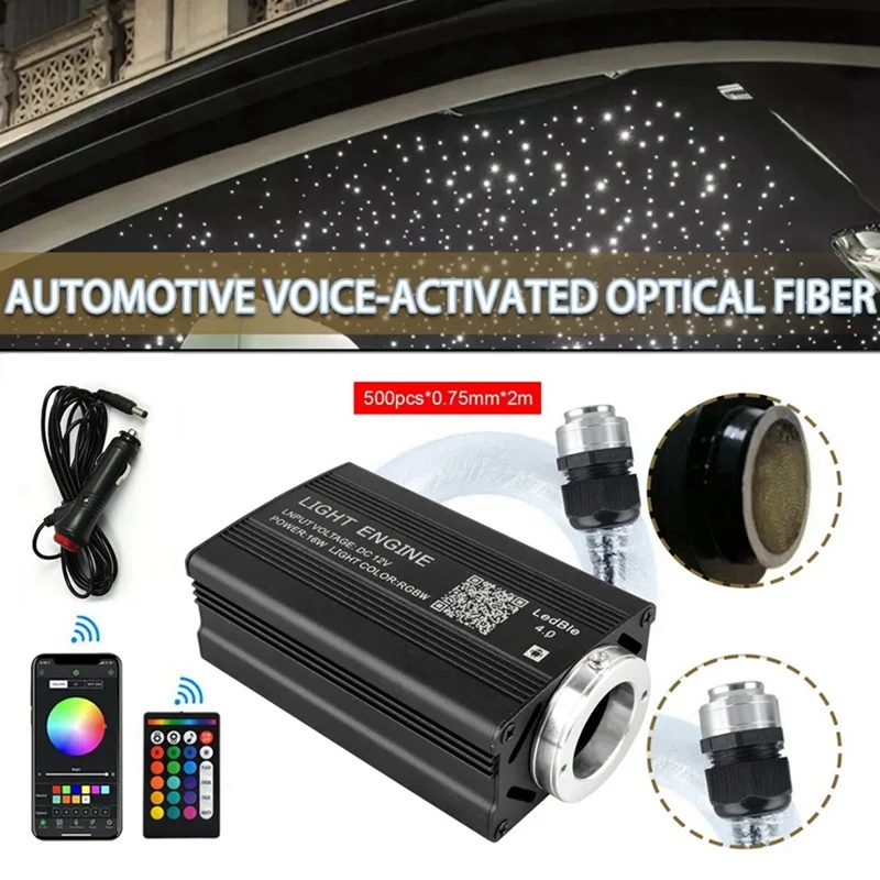 

500Pcs Fiber Optic Car Home Headliner Star Light Kit Roof Ceiling Lights Remote