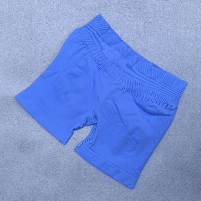 No Logo Sexy V Back Low Ribbed Waist Band Yoga Shorts Seamless Scrunch Bum Workout Gym Shorts Booty Hight Stretch Running Shorts