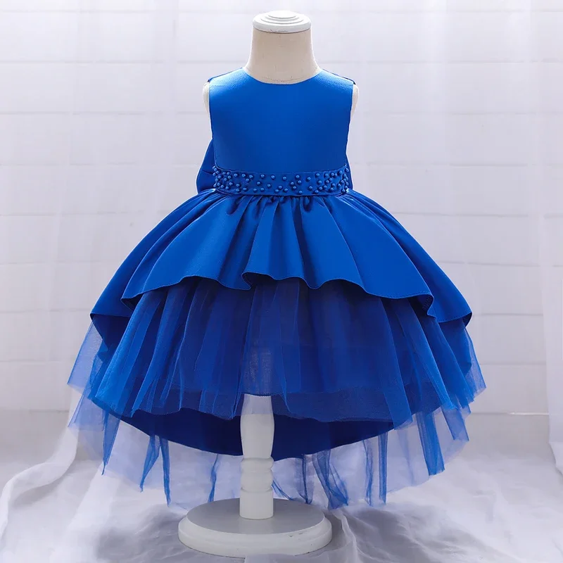 

Blue Mermaid 0-24M Children Birthday Dress For Baby Girl Clothes Lace Princess Dresses Baptism Beads Dress Kids Infant Vestidos