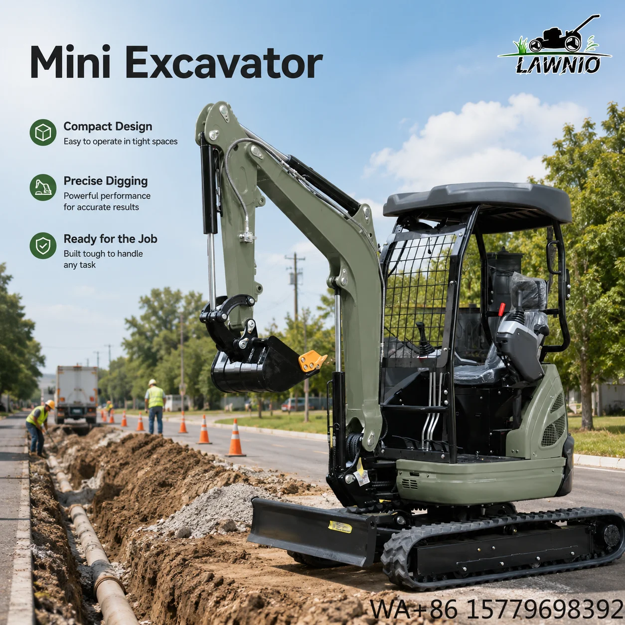 CE EPA Approved Euro 5 2.5T 18.5KW Mini Excavator  With AC Cabin Bucket Construction Farm Garden Mini Excavator