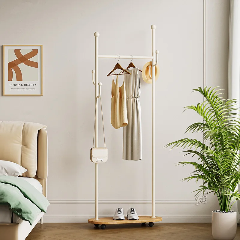 

Cream Wind Simple Floor Home Bedroom Mobile Storage Clothes Multifunctional Shelf