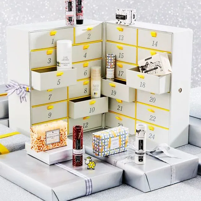 Customized queryCustom Large Biodegradable Christmas Makeup Advent Calendar Gift Box Sliding Drawer Matte Layer Overpower Timing