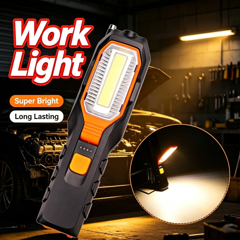 New LED Work Light Built‑in Battery USB Rechargeable Magnetic Rotatable Antenna Torch for Outdoor Maintenance