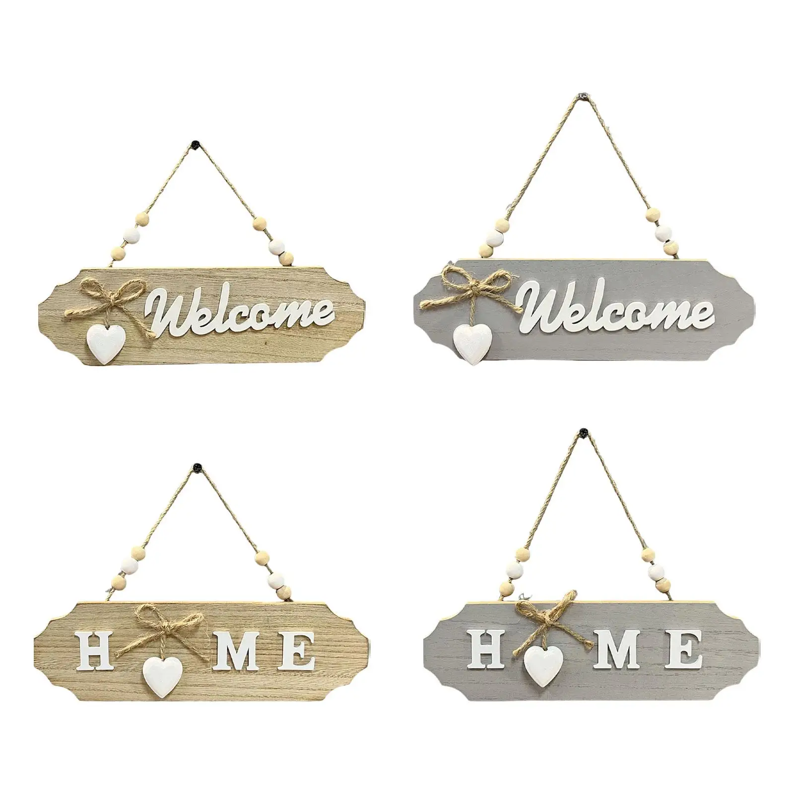 Wooden Hanging Door Sign Wood Hanging Plaque with Bowknot Decorative Door Hanger Wood for Garden Rustic Front Door Home Porch