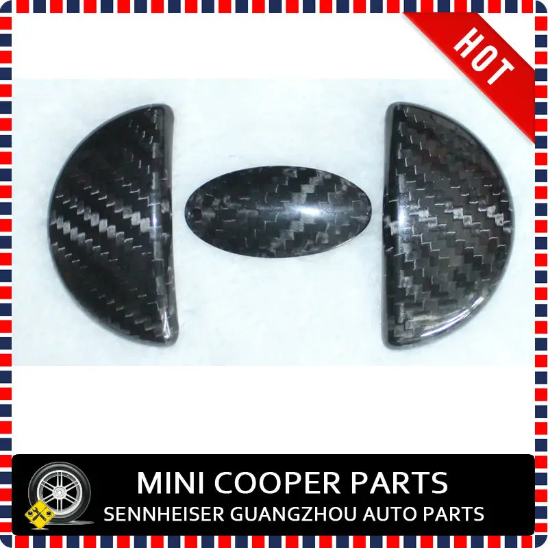 Brand New Carbon Fiber Material UV Protected Interior Black Color Door Knob Handle Cover For Mini Cooper R55-R59(3 Pcs/Set)