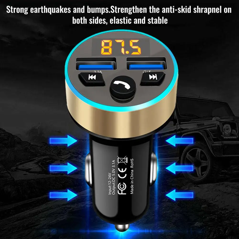 FM Transmitter Modulator Car Wireless Bluetooth 5.0 USB Auto Aux Radio Mp3 Player Music Hands Free Car Kit image 4