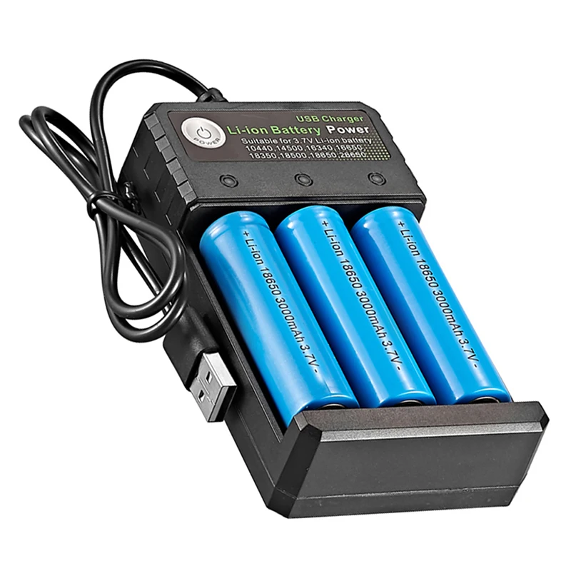 18650 Battery Charger 2 3 4 Slots USB Independent Charging for 18500 26650 Charging 3.7V Rechargeable Lithium Battery Charger