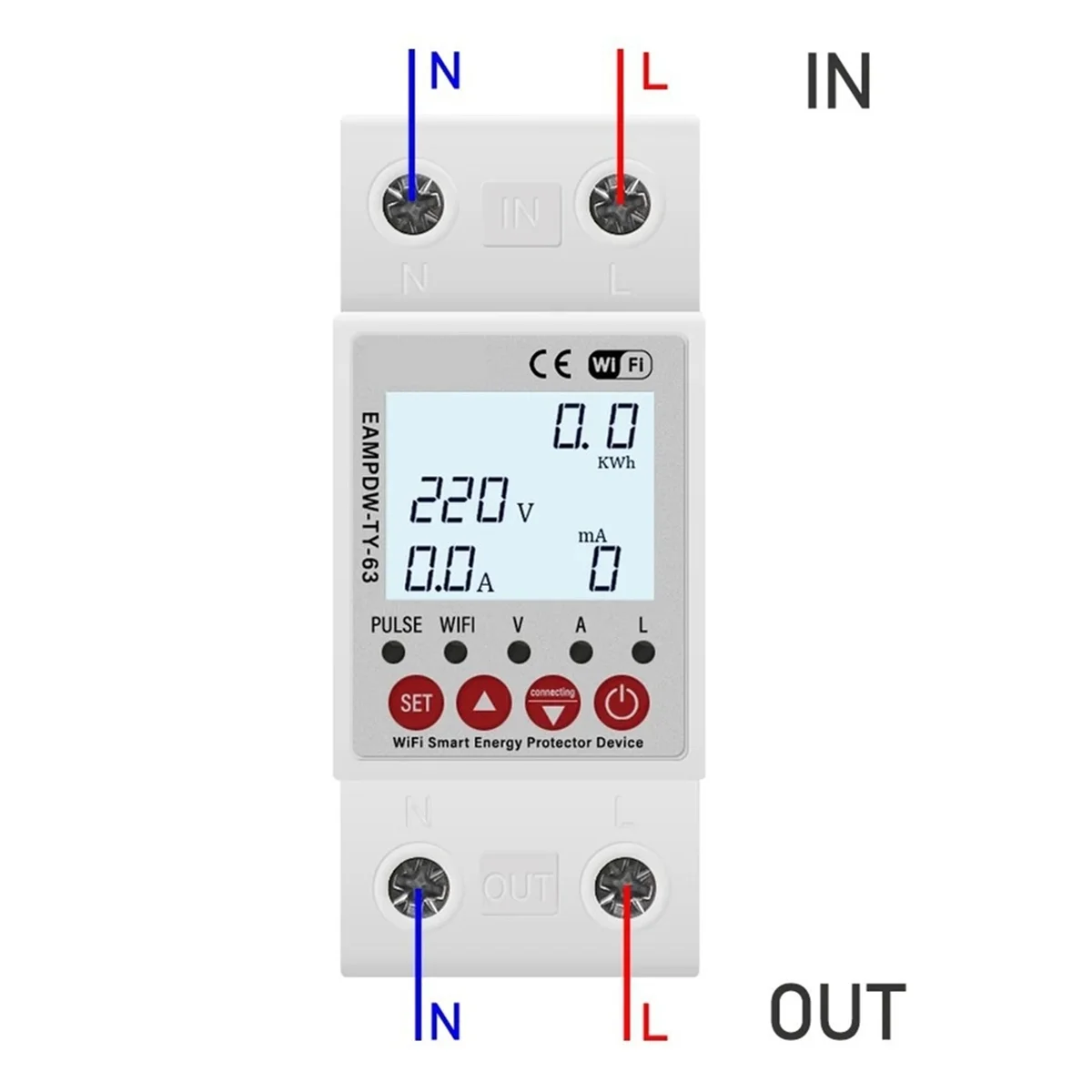 

2025 New 2P 63A TUYA WiFi Smart Protector Relay Device Switch Breaker Earth Leakage over Under Voltage Energy Power KWh Meter