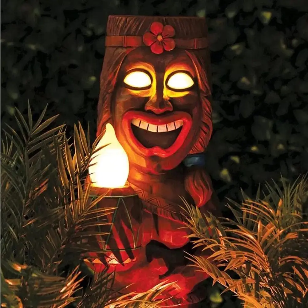 

Smile Mayan Figurine Solar Lamps for Bar Patio Lawn Yard Decor Resin Garden Statues for Party Mayan Rituals Amusement Park