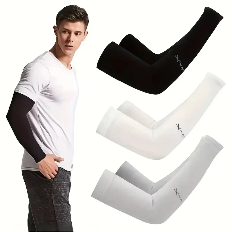 3 Pairs Sunscreen Ice Sleeves for Men and Women, Anti UV Summer Outdoor Sleeves, Simple Ice Silk Sunscreen Sleeves