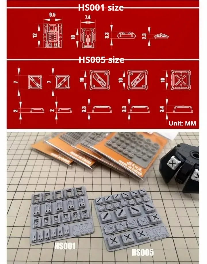 MSWZ HS001-HS006 건담 군용 건프라 모델 빌딩을위한 메카 갑옷 맞춤형 디테일링 부품 DIY 취미 업그레이드 키트 멀티 사이즈