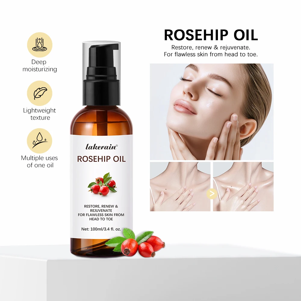 Aceite de rosa mosqueta orgánico, 30ml, tratamiento de cicatrices antienvejecimiento de absorción rápida, crema hidratante para el cuidado de la piel, aceite corporal