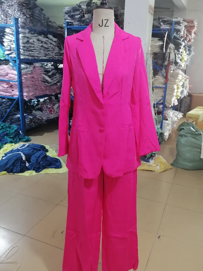 Traje urbano para mujer, Blazer elegante con cuello con muescas, abrigo de manga larga y pantalones con botones, diseño de bolsillo, primavera y