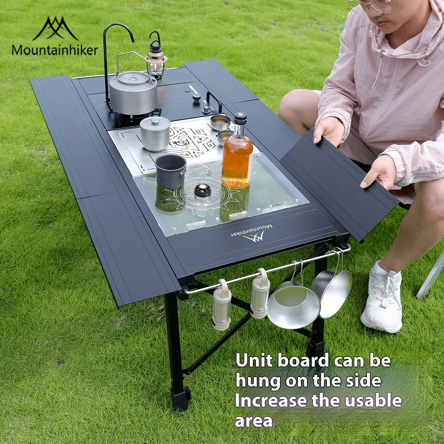 MOUNTAINHIKER Folding IGT Camping Lift Table, Portable Outdoor Garden IGT Cooking System, 3/4 Unit, Multi-Purpose Tactical Table
