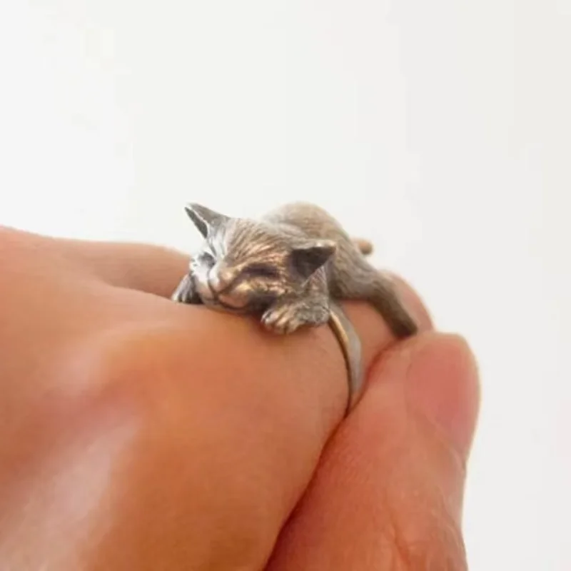 Cute Animal Lazy Cat Ring Opening Adjustable Ring