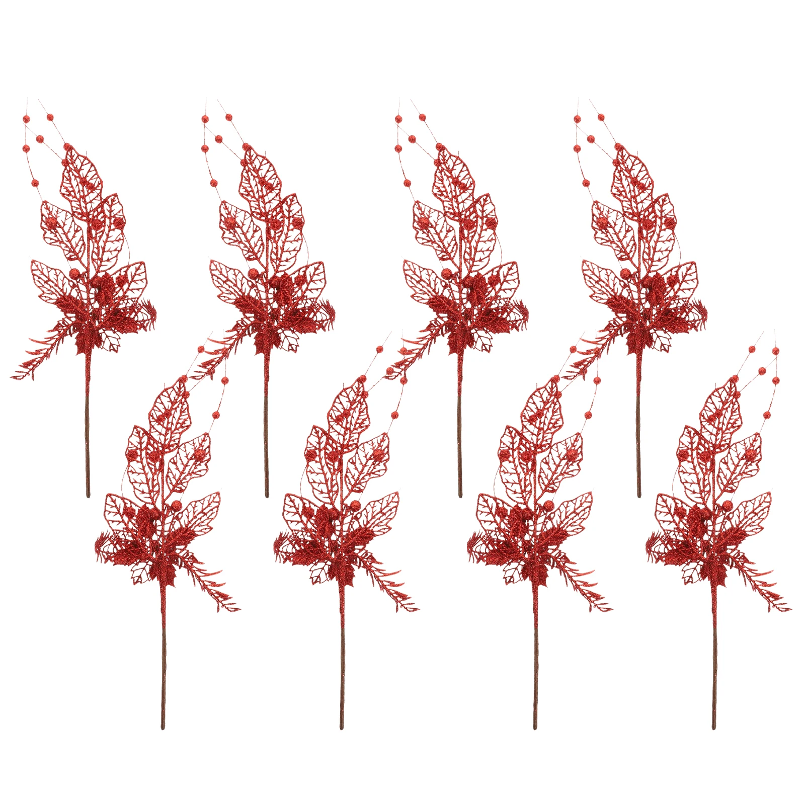 

8pcs Floral Picks Christmas Floral Decorations Gold Decor Branches Fake Berry Resin Christmas Tree Decorations