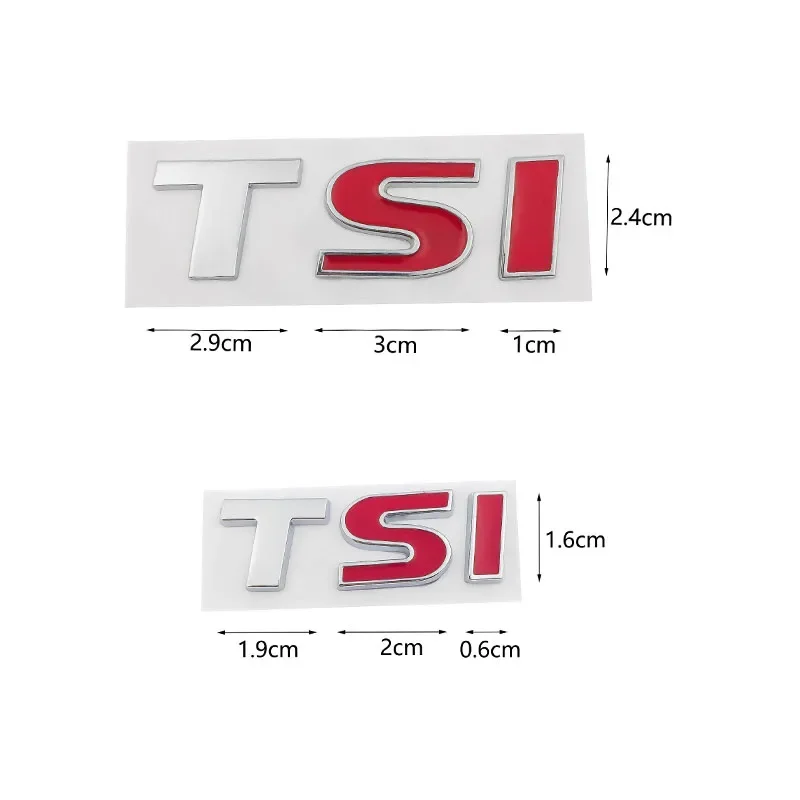 3D Metal Red Silver TSI Logo Emblem Car Styling Badge Sticker Decal for VW Volkswagen Tiguan Polo Golf 4 5 6 MK6 Passat B5 B6