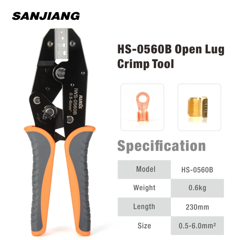 IWS-0560B OT Copper Open Lug Nose Crimping Plier 3A/5A/10A Copper Connector Wire Wiring Nose Crimper Tool High Precision Jaw