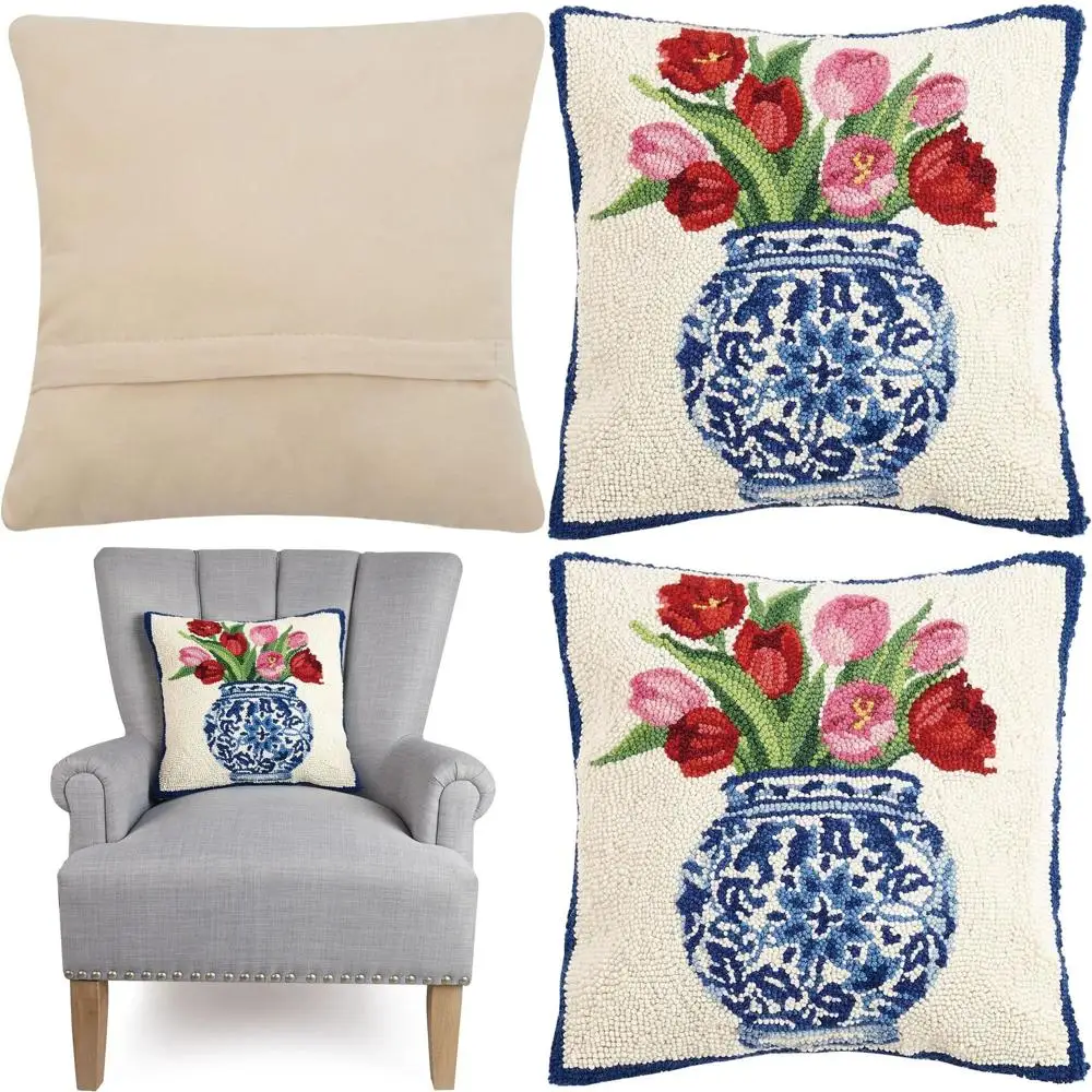 

Подушка-крючок с тюльпанами в вазе