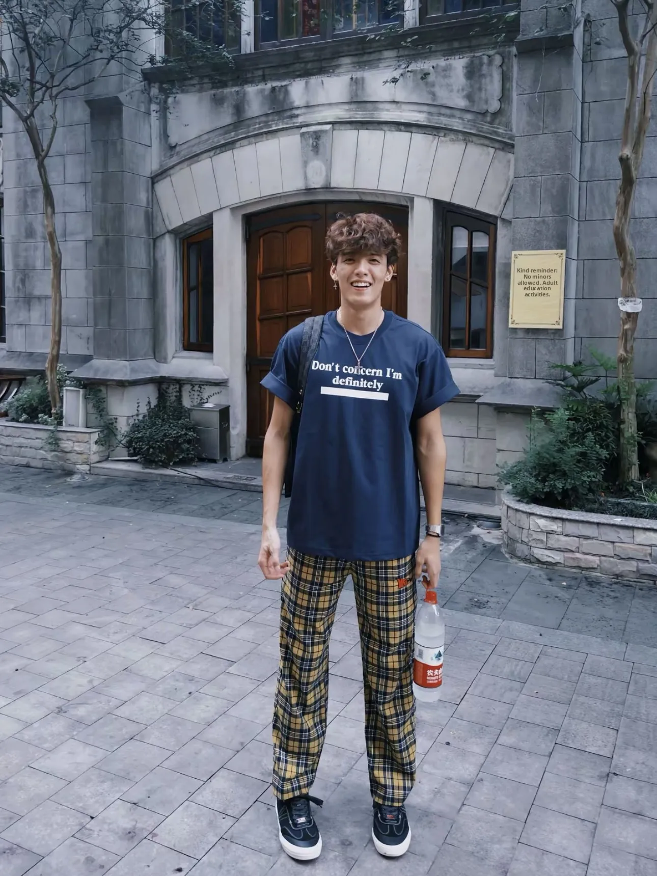 Pantaloni a gamba dritta casual da uomo a gamba larga scozzese giallo retrò americano per tutte le stagioni Tempo libero quotidiano Versatile vestibilità ampia e pulita