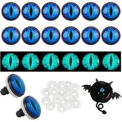 20 Sets Glow in The Dark Dragon Eye Cabochons 20mm Luminous Plastic Safety Craft Eye Crochet Eyes with Spacer for Crochet