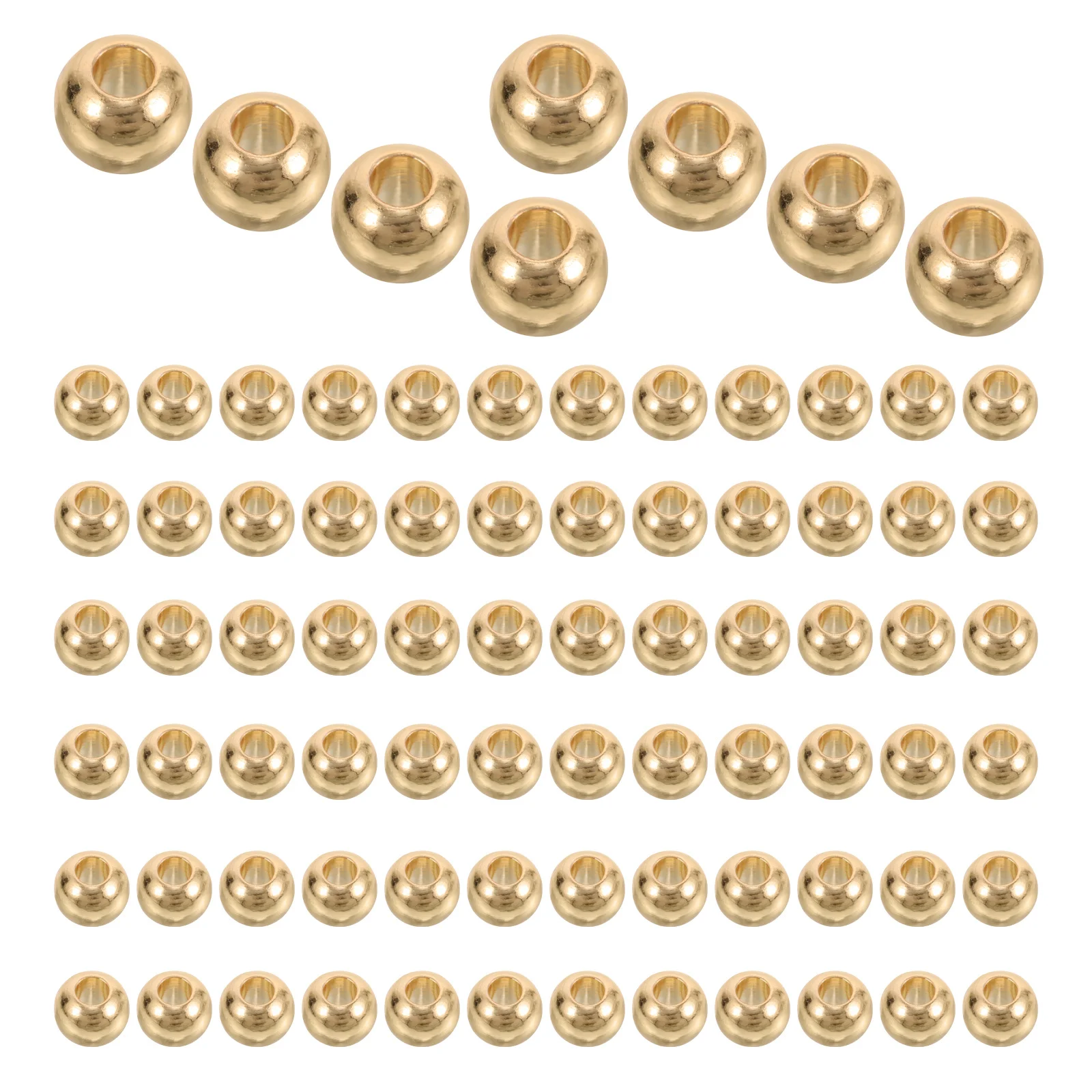 

100Pcs Golden Round Spacer Beads Smooth Metal for Bracelet Necklace Earrings Jewelry Making Craft Supplies Beads for Necklaces