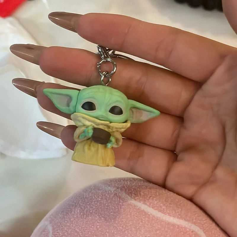 Funko Pop Keychain Star Wars Mandalorian Baby Yoda Series Doll Toy Silicone Bag Pendant Keychain Accessories Toy Children'S Gift