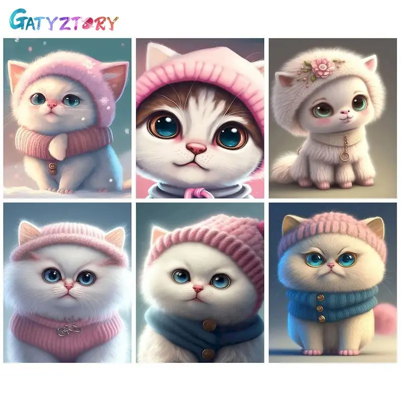 

GATYZTORY 60x75cm Paint By Numbers For Handiwork Drawing By Numbers Winter Cat Frame Home Decoration Gift Canvas Painting