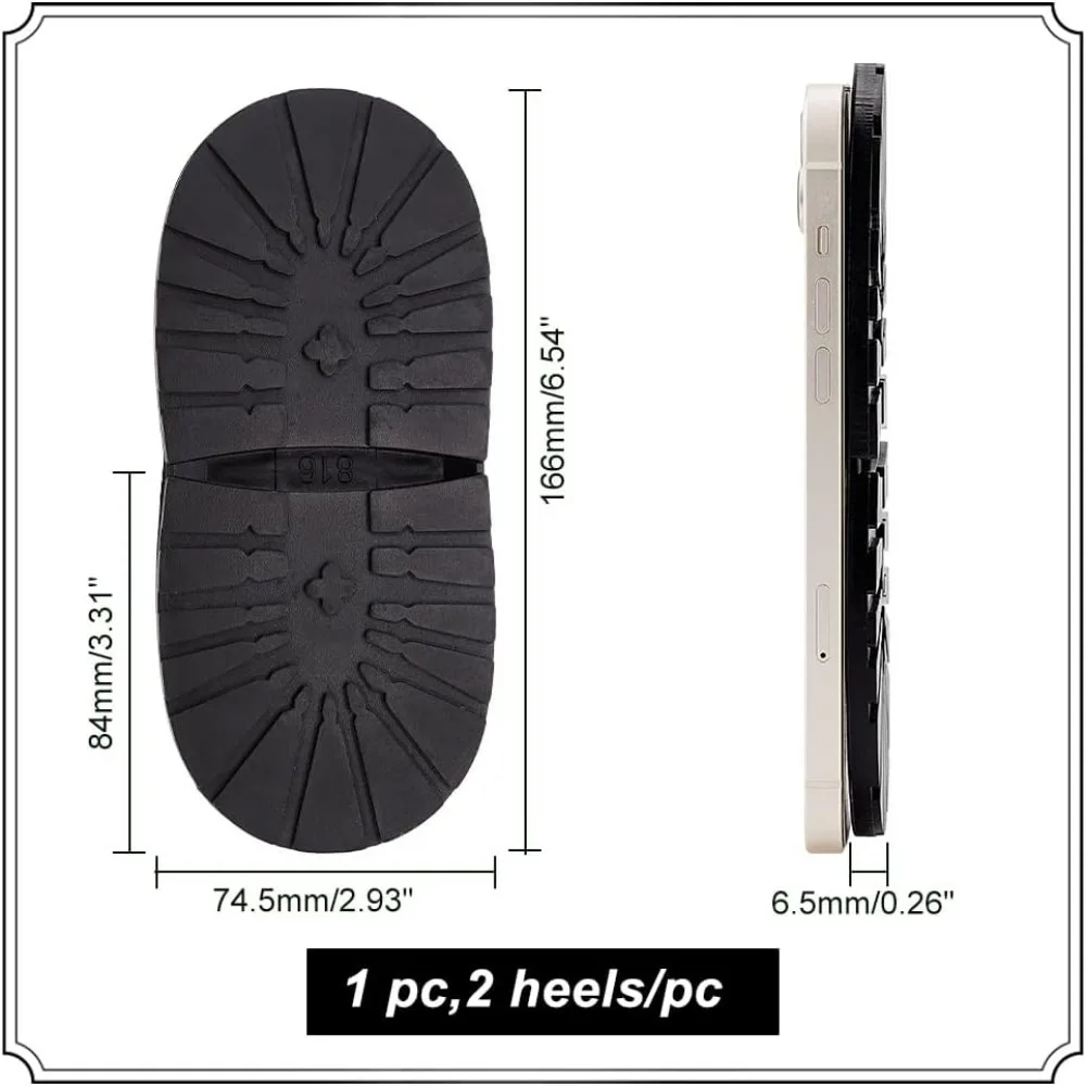 Shoe Replacement Rubber Out Sole, Durable Rubber Half Sole and Heels Raised Grain Repair Sole Pad Shoe Repair Replacement