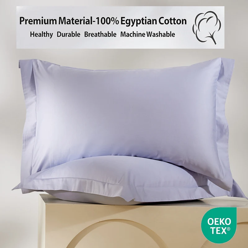 قطعتان من أغطية الوسائد المصنوعة من القطن المصري بنسبة 100%، مجموعة كيس وسادة بلون موحد مكونة من قطعتين، غطاء وسادة فائق النعومة للشعر والجلد 800TC