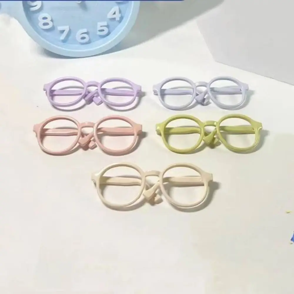 إكسسوار الدمية نظارات دمية معكرون شفافة بلون الحلوى دمية نظارات دائرية نظارات بلاستيكية مستديرة شفافة