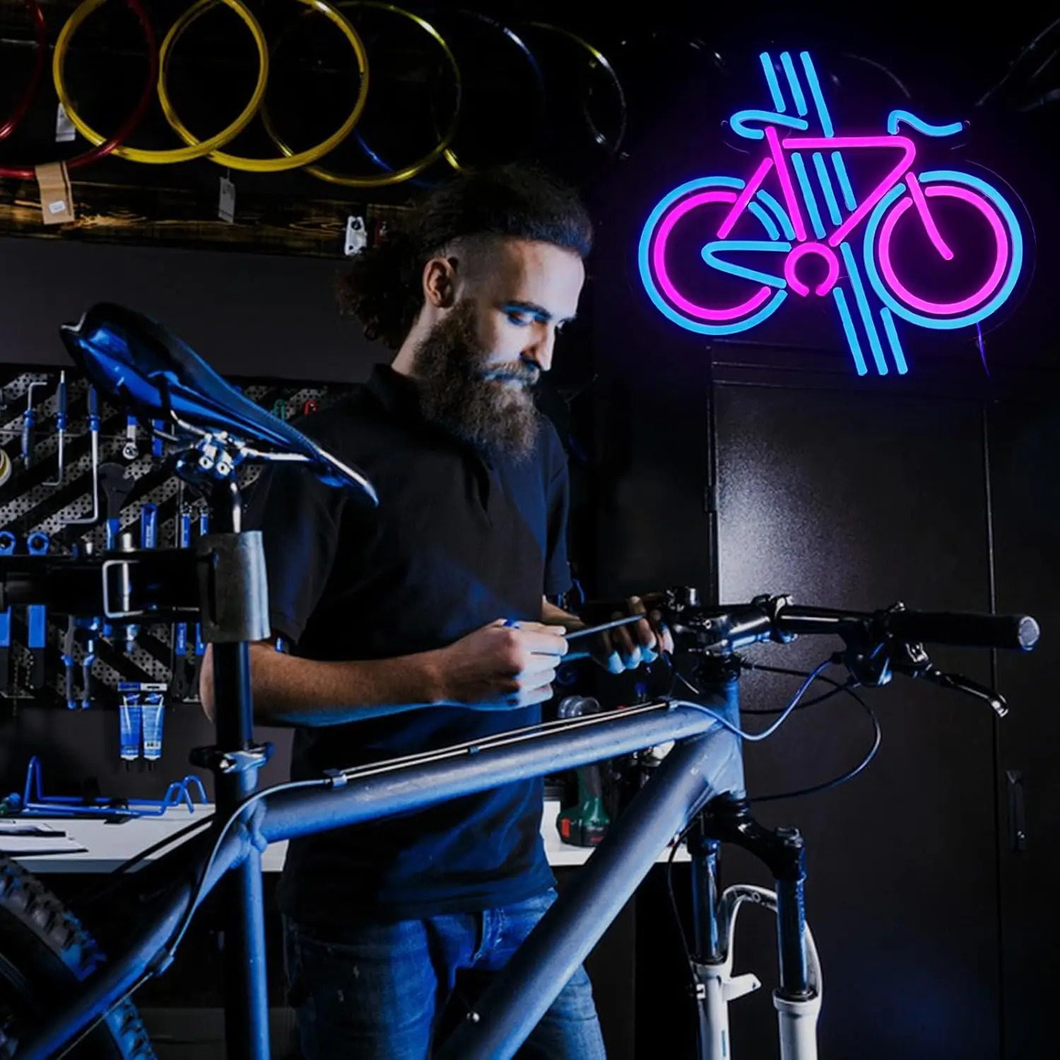 Insegna al neon per bici Luce al neon a LED per bicicletta dimmerabile per camera da letto Fitness Man Cave Bike Club Gym Shop Garage Sport Sala esercizi Decor