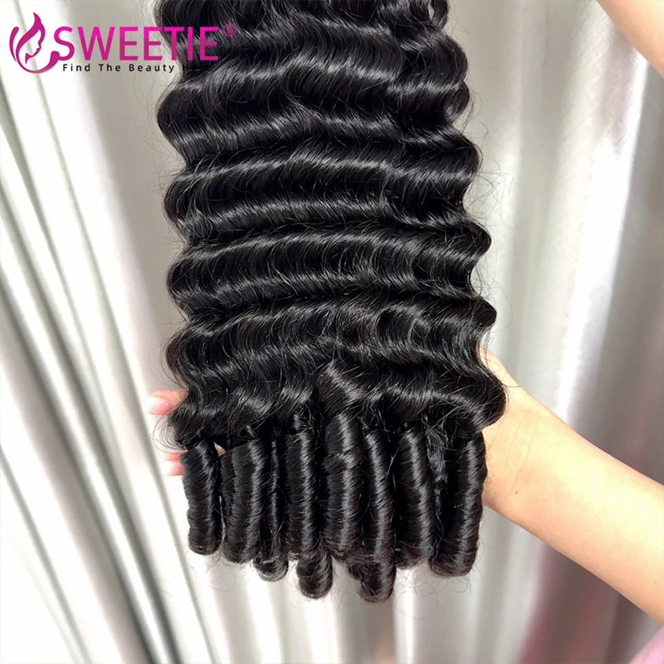 Burmesische Tiefgelockte Haarbündel, Echthaar, Brasilianische Tiefwellen-Haarbündel, Angebote, Rohes 100% Jungfrauenhaar, 1/3 Stück, Vollkopf-Lockenhaarbündel – Detail 2