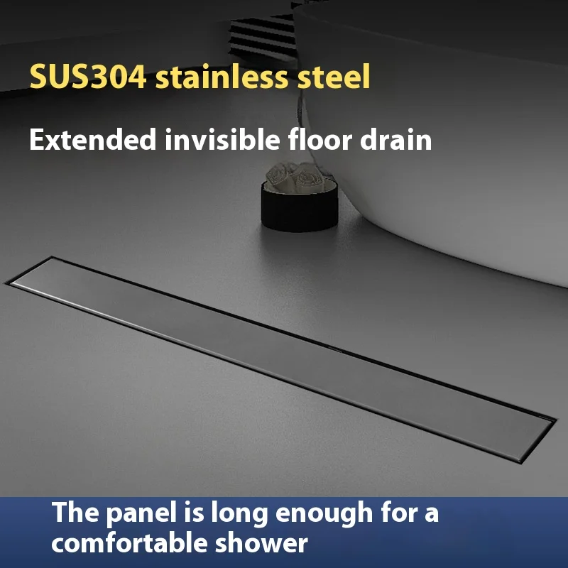 

304 stainless steel invisible floor drain, concealed copper core, anti odor, thickened, large displacement, long floor drain