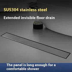 304 stainless steel invisible floor drain, concealed copper core, anti odor, thickened, large displacement, long floor drain