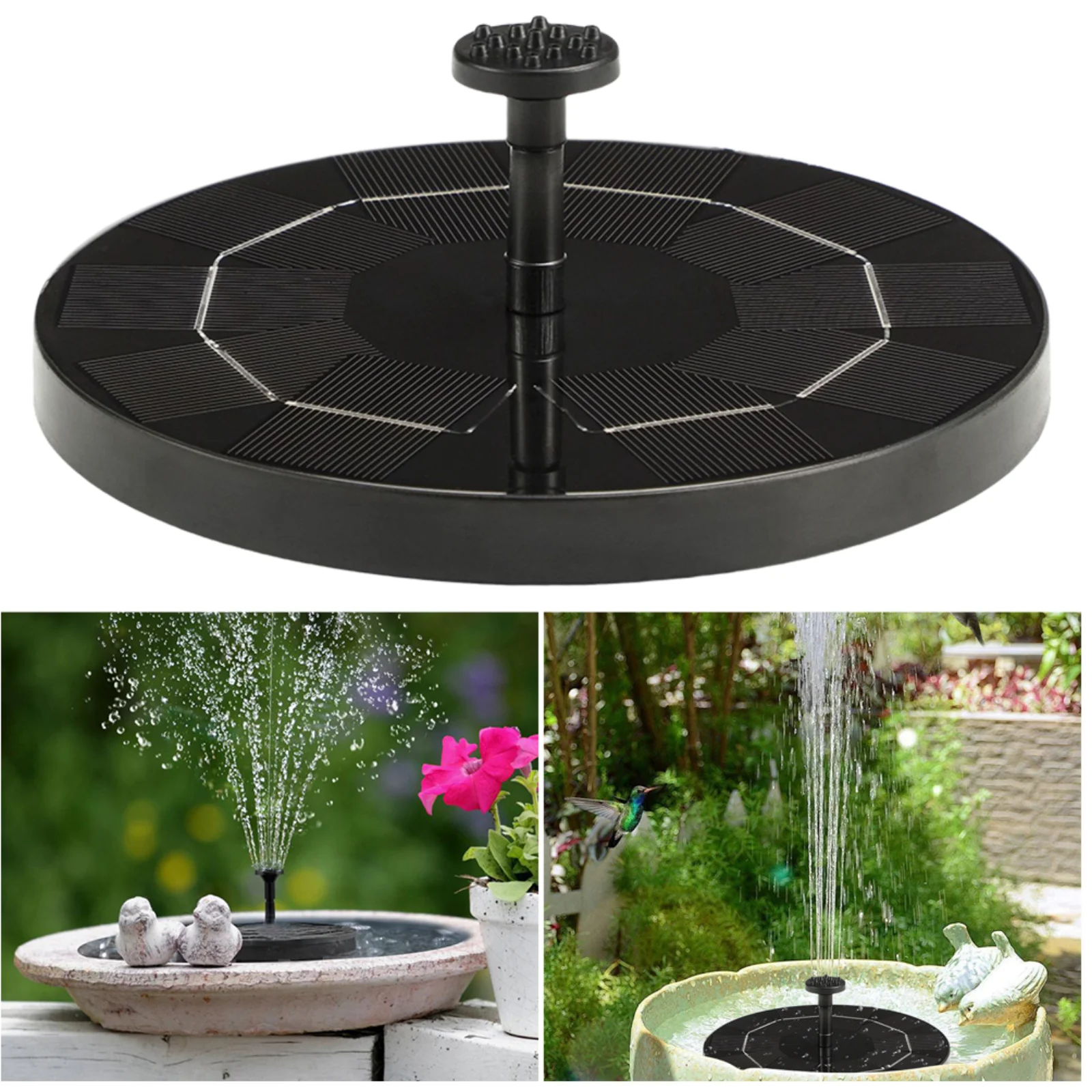 

Solar Fountain with 8 Nozzles Floating Solar Fountain Free-Standing Floating Style Fountain for Bird Bath