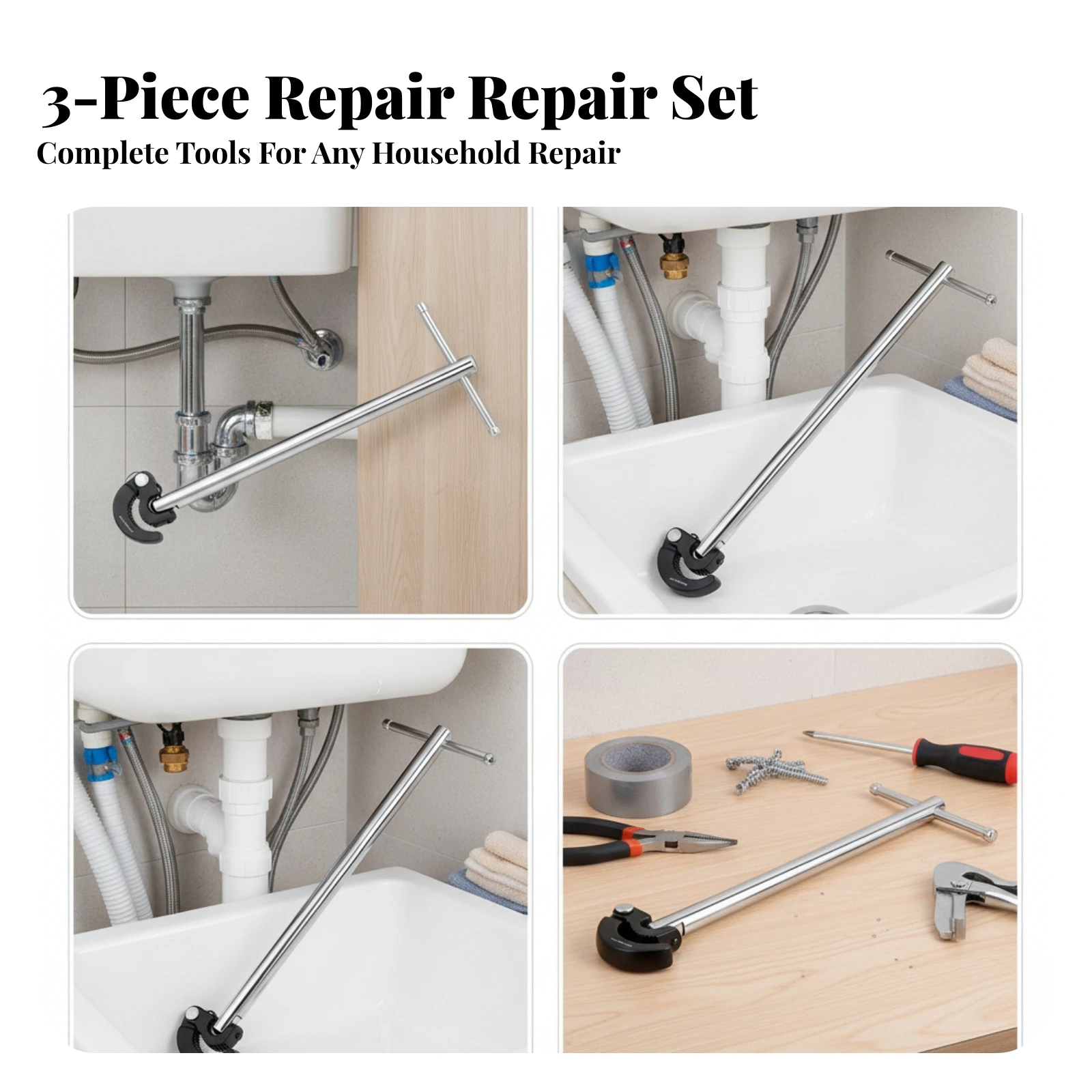 

T-Type Sink Wrench 10-32 Mm Adjustable Sink Wrench Repair Equipment High-Carbon Steel Rotating Head