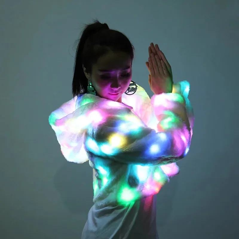 Fluorescent Luminous Couple Jacket LED Color Light Baseball Suit Rock Music Festival Female Tide