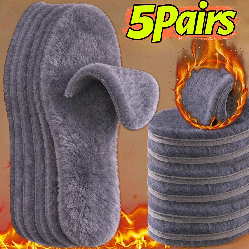 Winter Soft Cashmere Snow Boots Insoles Winter Warm Plush Insoles Women Men Thicken Thermal Shoe Pads Self Heated Sports Inserts