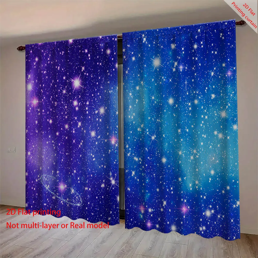 

Starry Sky Universe Printed Curtains, Home Decoration Curtains, Office, Bedroom, Living Room, Dormitory Sunshade Curtains