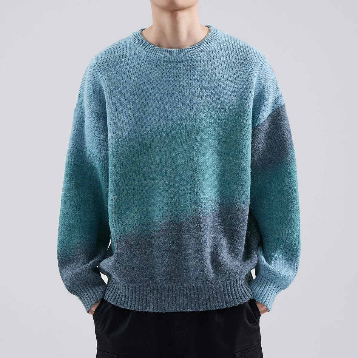 

Warm Thiened Men's Knitted Sweater Loose Fit Overhead Sle Casual Basic Color Winter Faionable Comfortable Polyester
